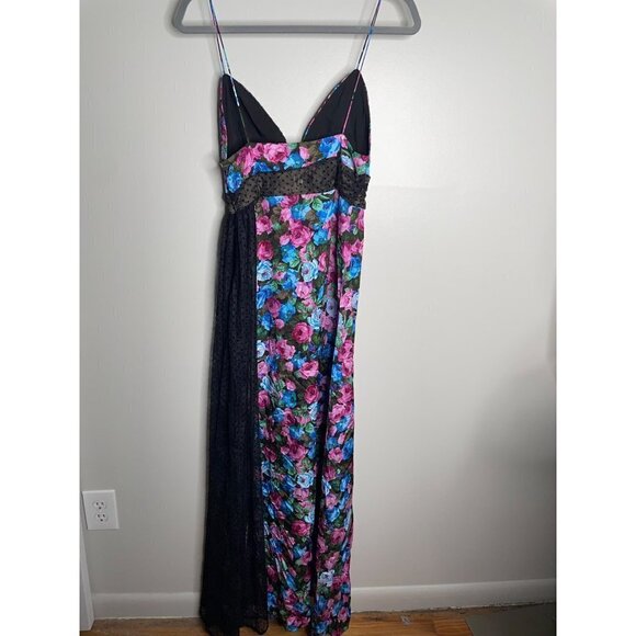 For Love and Lemons Marley Maxi Dress Pink Roses Black Missing Bow Size S NEW - Picture 6 of 8
